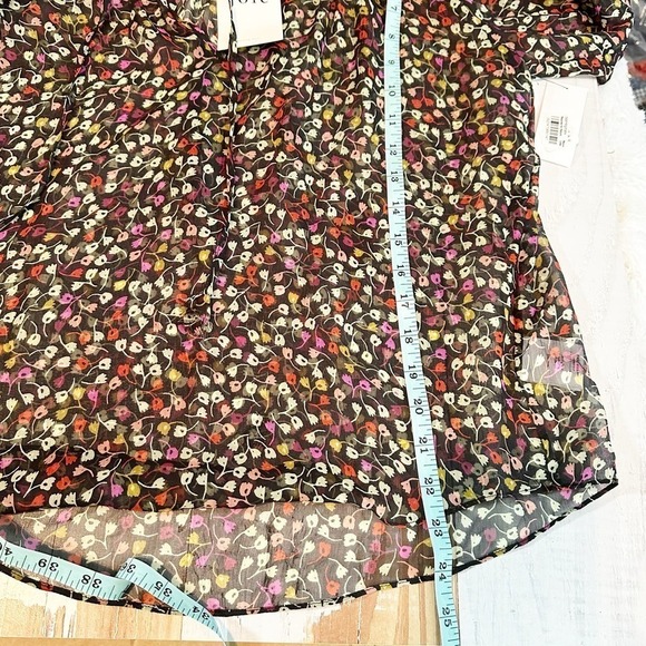 Joie Epworth Long Sleeve Sheer Button Blouse Black Caviar Size XXS - Picture 10 of 12